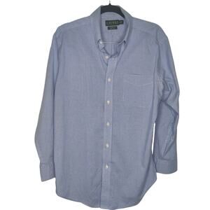 Lauren Ralph Lauren blue gingham button down shirt long sleeve classic fit 32/33